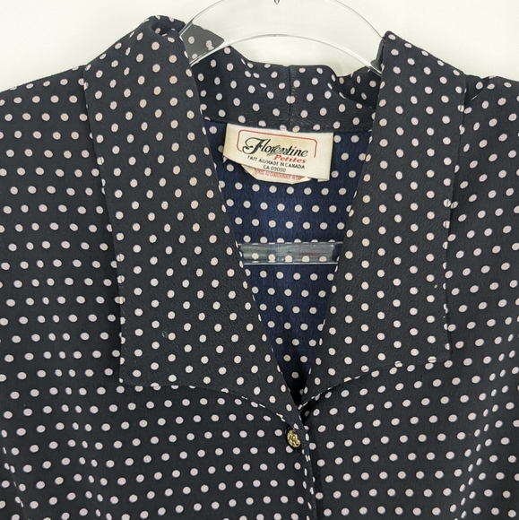 Vintage Navy & White Polka Dot Dress, Size 10 - Picture 5 of 11